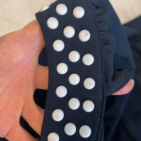 Gorgeous Micheal Kors navy blue sleeveless maxi white beads around neck & waist - Picture 15 of 16